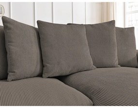 Colțar taupe extensibil/cu spațiu de depozitare cu tapițerie din catifea reiată Voltaire – Bobochic Paris