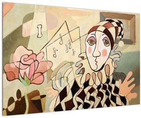 Tablou - Cubismul - arlechin și trandafir (90x60 cm)