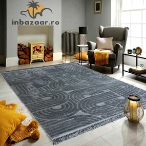 Covor 3D in relief acolade 678A 80x300 cm Antracit