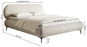 Pat matrimonial 180 cm Octave 180 (cu somieră) (cu sp. depozitare) (crem + negru). 1099939