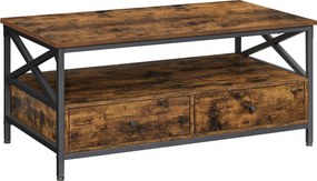 Masuta de cafea TAYLOR 100x55 cm cu sertare, maro rustic