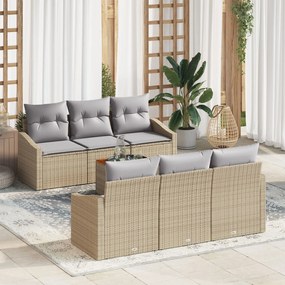 vidaXL Set Canapea de Grădină 7 pcs Bej, gri deschis 55 x 55 x 37 cm