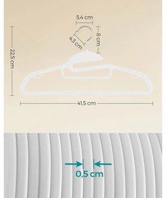 Set 20 umerase din plastic Songmics Alb 41.5x21.5x0.5 cm