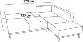 Colțar extensibil cu șezlong pe partea dreaptă Bobochic Paris Mola L, albastru navy