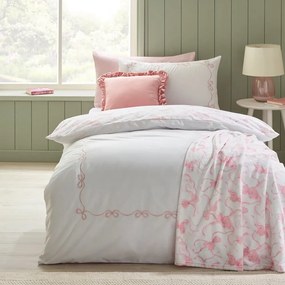 Lenjerie de pat albă pentru pat de o persoană 135x200 cm Bow Embroidery – Catherine Lansfield