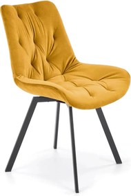 Scaun rotativ K519, galben/negru, stofa catifelata/metal, 54x63x86 cm