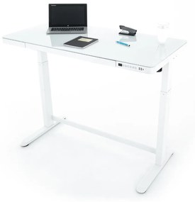 Birou OfficeTech reglabil pe inaltime, 120 x 60 cm, alb