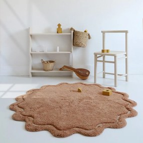 Covor cărămiziu lavabil țesut manual rotund din bumbac ø 110 cm Sweet April Toffee – Nattiot