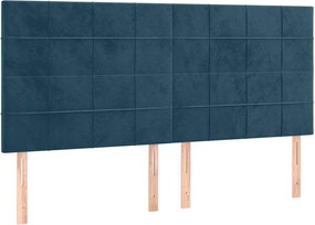 vidaXL Tăblie de pat albastru închis 180x5x118/128 cm catifea