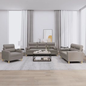 3201559 vidaXL Set de canapele cu perne, 3 piese, gri taupe, textil