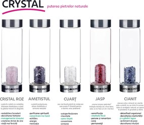 TEMPO-KONDELA CRYSTAL, flacon de sticlă cu cristale roz, 500 ml