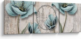 Tablou - Flori texturate (cu ceas) (90x30 cm)