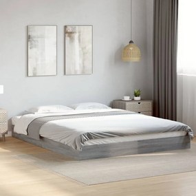 vidaXL Cadru de pat, gri sonoma, 150x200 cm, lemn prelucrat