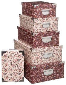 Set 6 cutii din carton de diferite dimensiuni, Roz,
