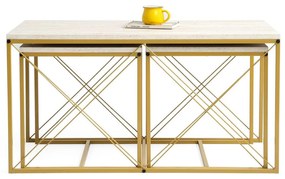Set 3 măsuțe cafea Defenella (Marmură + Auriu). 1107089