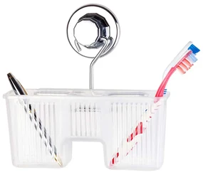 Suport metalic multifunctional cu 2 compartimente, argintiu