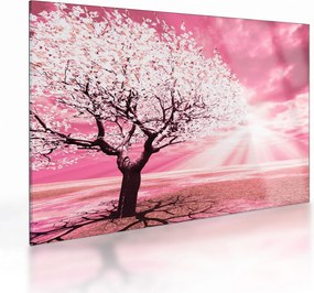 Tablou pe sticlă cu pomul roz (70x50 cm)