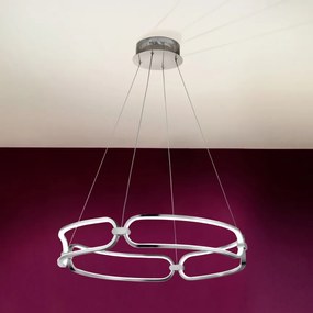 Lustra LED suspendata design ultra-modern, dimabila cu telecomanda, 60cm Colette crom