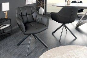 Set 2 scaune pivotante Papillon, piele neagra