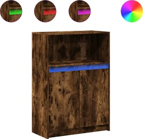 vidaXL Dulap cu LED, stejar fumuriu, 72x34x100 cm, lemn prelucrat