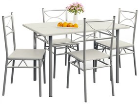 Jurhan Set de mese de dining PAUL, 5 bucăți, catifea albă