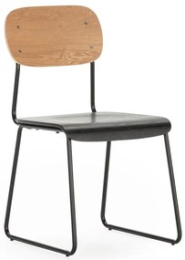 Scaune de dining negre/în culoare naturală 2 buc. cu aspect de lemn de frasin Aira – Marckeric