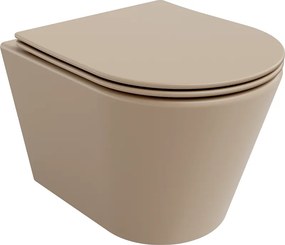 Mexen Rico vas de toaletă fără margini cu capac slim, duroplast, cappuccino mat - 30724064