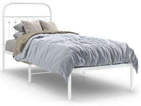 376640 vidaXL Cadru de pat metalic cu tăblie, alb, 80x200 cm