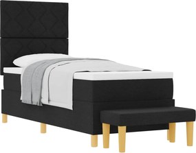 vidaXL Pat cu arcuri cu saltea cu headboard Negru 80 x 200 cm țesătură