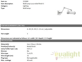 Aplica LUX oglinda sau tablou Luca S, nickel 111844 HZ