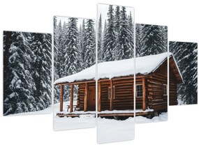 Tablou - Cabană acoperită de zăpadă (150x105 cm)