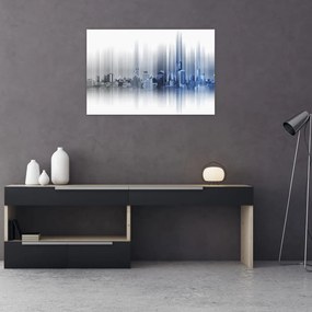 Tablou - Panorama orașului, albastru-gri (90x60 cm)