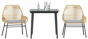 vidaXL Set mobilier de grădină cu perne 3 piese maro sticlă polirattan