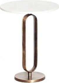Masuta laterala din aluminiu si marmura Elegance 60cm auriu/ alb