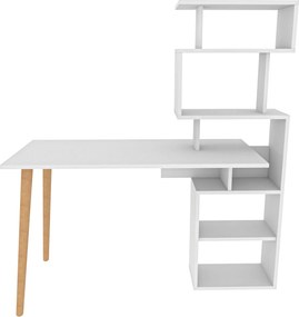 Birou VINA, alb/stejar, PAL melaminat, 133x55x146 cm