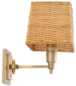 Aplica de perete LUX cu abajur din ratan Lexington alama antic