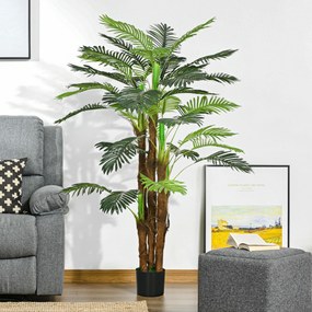 HOMCOM Plantă Artificială de Interior în Ghiveci, cu 36 Frunze din PE și Ciment, Ø16x160 cm, Verde | Aosom Romania