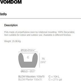 Ghiveci plante, flori design decorativ modern pentru amenajari interioare si exterioare, BLOW PLANTER 55021R Vondom