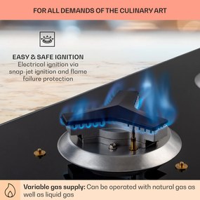 Trifecta Domino, plită pe gaz, 2 arzătoare triunghiulare, vitroceramică, neagră