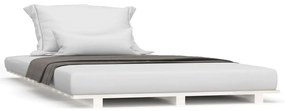 824589 vidaXL Cadru de pat, alb, 90x190 cm, lemn masiv de pin