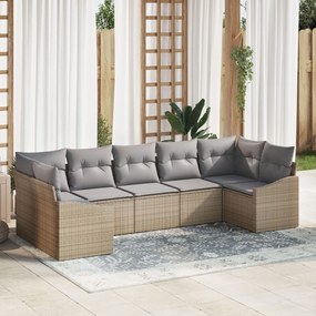 vidaXL Set de canapele pentru grădină 7 pcs Bej Rattan poli