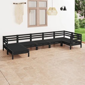 3082968 vidaXL Set mobilier de grădină, 7 piese, negru, lemn masiv de pin