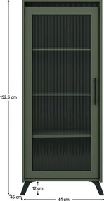 Vitrină, verde smoke/negru, LONGY REG1W