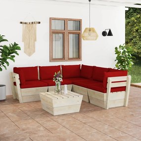 3063537 vidaXL Set mobilier grădină din paleți cu perne, 6 piese, lemn molid