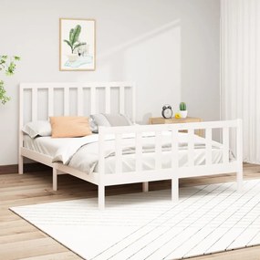 3106704 vidaXL Cadru de pat, alb, 140x200 cm, lemn masiv de pin