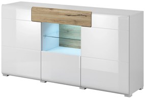Vitrină Tamie Typ 26 (alb lucios + stejar sanremo). 1030176