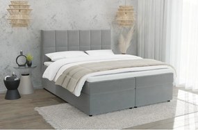 Pat boxspring gri deschis cu spațiu de depozitare 200x200 cm Flip – Ropez