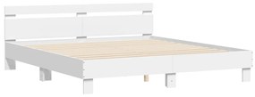 3207406 vidaXL Cadru de pat cu tăblie, alb, 160x200 cm, lemn prelucrat