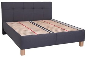 Pat tapițat MARIA, 160 x 200 cm, cu saltea și spațiu de depozitare, gri