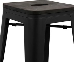 Scaun bar gri ABS 124 – Design industrial, metal rezistent, sezut lemn masiv